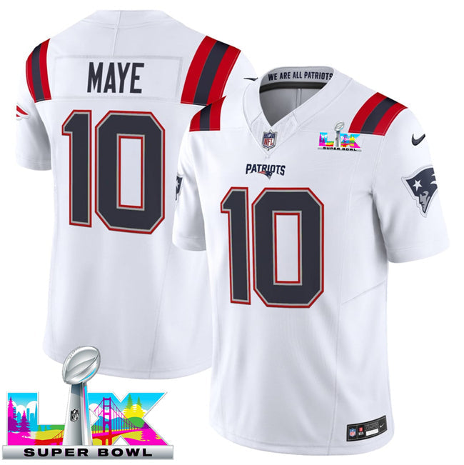 New England Patriots Vapor F.U.S.E. Limited Super Bowl LX Patch Jersey White